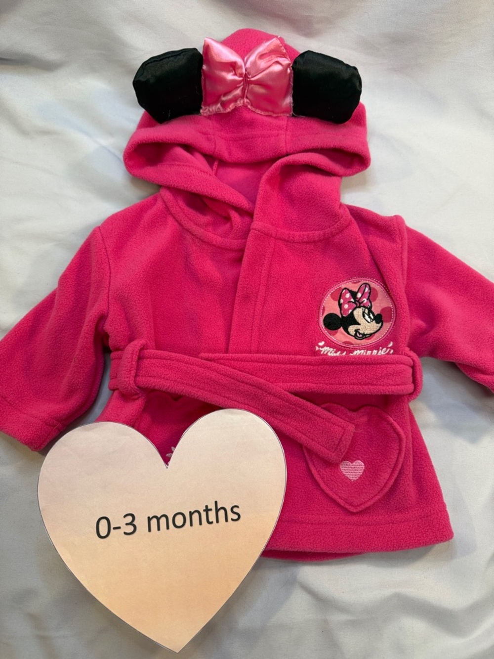 Disney - Pink Minnie Mouse Hooded Baby Robe with Bow Ears